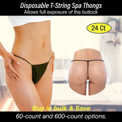 24 Bragas Desechables Negras Tanga en T Spa Bikini Bronceado en Spray (DP108x2) Foto 1 de 4