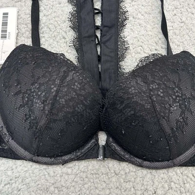 Victoria Secret Bra 32B Push Up Bra Very Sexy Push-Up  Black Lace Racerback - Image 1 of 4