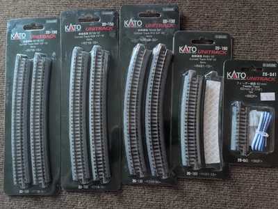 5-Kato N Scale 20-150 Curved Track R718-15 4pc Per Pack+20-130,+ 20-160 +20-041  - Image 1 of 4