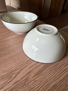 Set/2 Crate & Barrel KATHLEEN WILLS KITA 5 7/8" Coupe Cereal Bowls Ivory Crackle - Picture 1 of 5