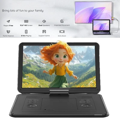 Tragbarer DVD-Player (17,5 Zoll) mit großem 15,6-Zoll-HD-Bildschirm Gebraucht - Bild 1 von 4