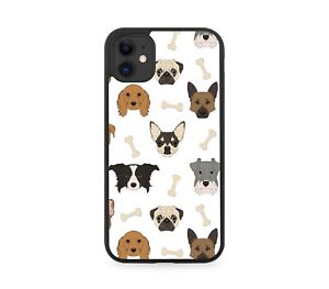 Dog Faces Pattern Print Rubber Phone Case Cover Dogs Face Bones Pet Funny E731