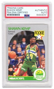 Shawn Kemp Signed 1990 NBA Hoops Rookie Basketball Card #279 -(PSA Encapsulated) - Picture 1 of 2