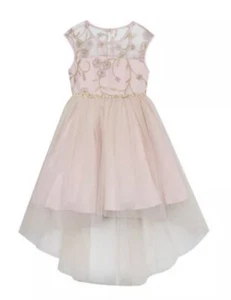 Rare Editions Little Girls Embroidered Hi Low Dress w/Mesh Skirt Size 4T - Picture 1 of 6