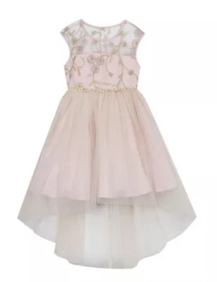 Vestido Alto Bajo Bordado Ediciones Raras Niñas Pequeñas con Falda de Malla Talla 4T Foto 1 de 4