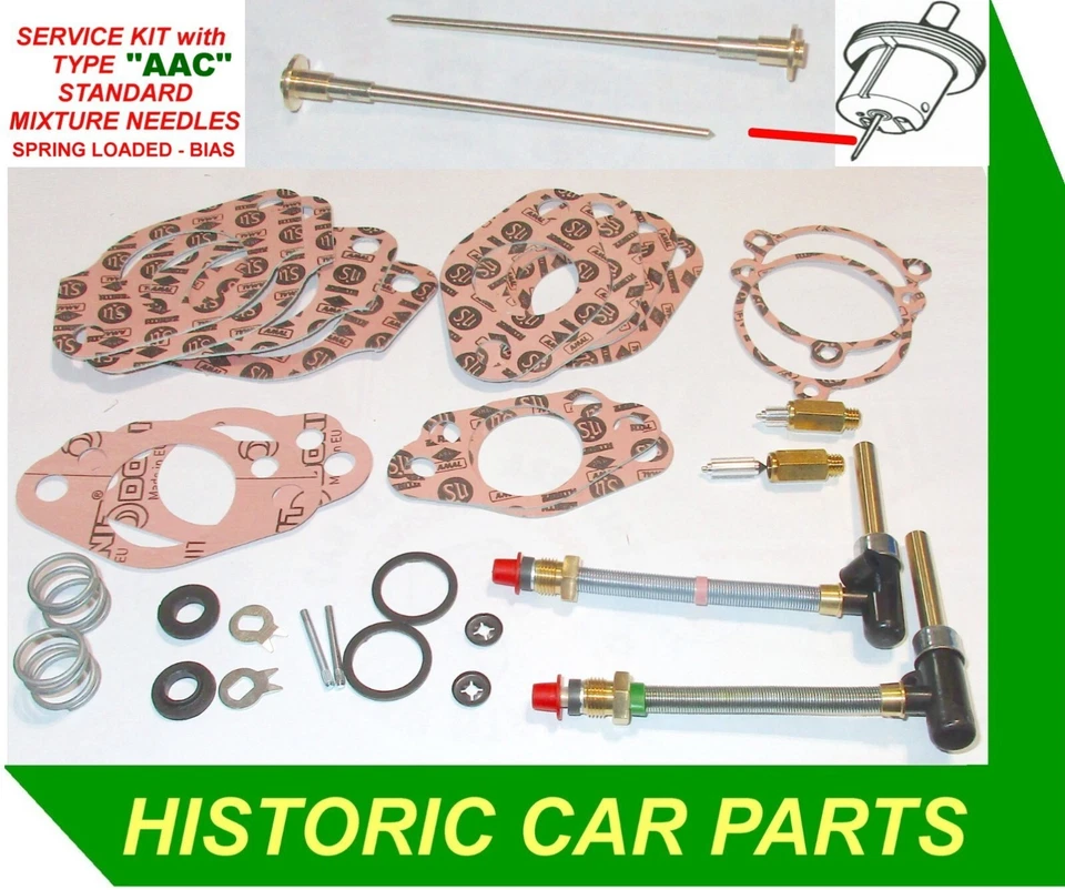 SERVICE KIT with AAC NEEDLES for TWIN SU HS2 Carbs on MG MIDGET Mk3 USA 1968-70 - Image 1 of 1