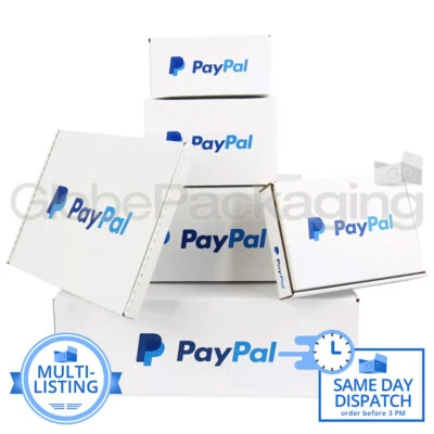 QUALITY PAYPAL BRANDED WHITE POSTAL MAILING SHIPPING BOXES *100% RECYCLED* - Image 1 of 4