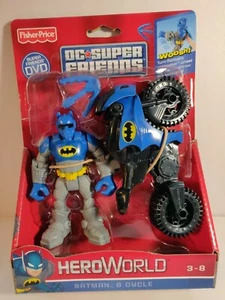 Fisher Price Hero World BATMAN & CYCLE (CosBman732) - Picture 1 of 8