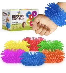 Fidget Bracelet Vibrant Squishy Fuzzy Toy 6-Pack of Flexible Wearable Jewelry, S - Picture 1 of 6