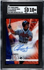 2017 Topps Finest CHIPPER JONES #FA-CJ Red Wave Refractor Auto /25 *SGC 10 GEM*