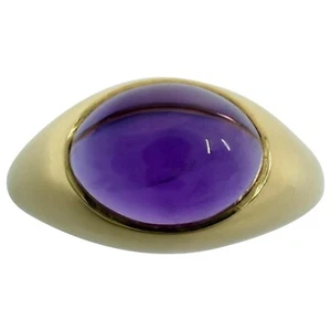 Vintage Tiffany & Co Amethyst Oval Cabochon Cut 18k Yellow Gold Dome Signet Ring - Picture 1 of 10