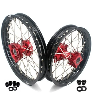 KKE 14/12 CNC Wheels Rims Set For GAS GAS MC65 2021-2023 Red Hub - Picture 1 of 12