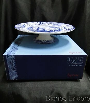 Spode Italian, Blue Scene: NEW Footed Cake Stand, 10 5/8", Box - Image 1 of 4