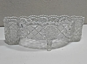 Vintage Pressed Glass Footed Oval Dish 3 Sections - Picture 1 of 4