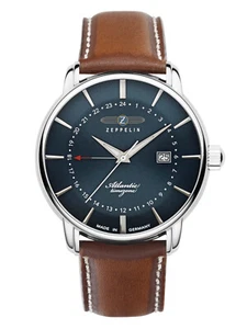 Zeppelin Reloj Hombre con Correa de Cuero Serie Atlantic Cuarzo GMT Fecha 8442-3 - Imagen 1 de 5