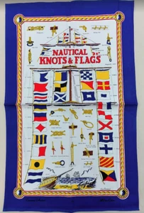 Nautical Knots & Flags Tea Cotton Towel from McCaw Allan Free UK P/P - Picture 1 of 6