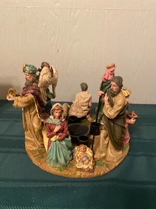 Nativity Creche Advent Wreath Crown Candle Holder Set 4 Pc Christmas 10" Round - Picture 1 of 6