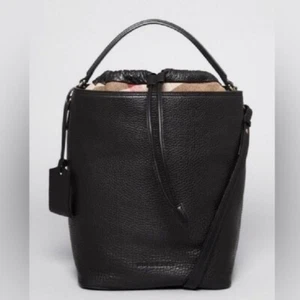 Burberry Black Leather Medium Ashby Hobo Bucket Bag - Picture 1 of 13