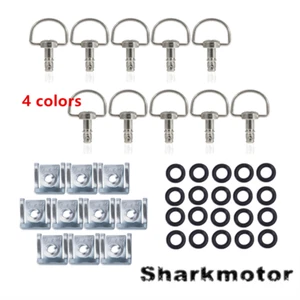 x10 Race Fasteners Quick Release D-Ring 1/4 Turn Fairing Fasteners Rivet 17mm - Picture 1 of 17