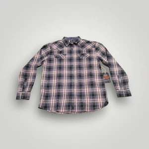 Moonshine Spirit Shirt Mens XL  Black Gray Red Plaid Flannel Pearl Snap Western  - Picture 1 of 9