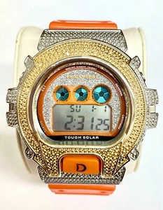 King Master Unisex Silver-Gold Case Orange Rubber Strap Watch - Picture 1 of 1