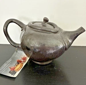 Tea Pot  Art Pottery Hand throw Dark Brown Earth Glazed Bohemian - Picture 1 of 14
