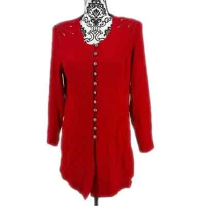 Enge Vintage 70s Red 9 to 5 Shoulder Pad Western Office Glam Power Tunic - Picture 1 of 10
