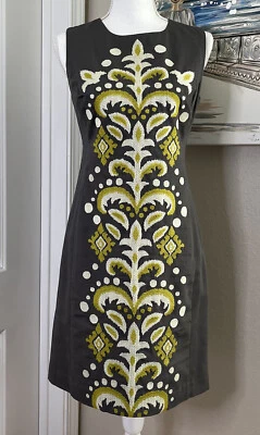Vestido TABITHA x Anthropologie Gris Oscuro Bordado Fuente Cambio | Talla 4 Foto 1 de 4