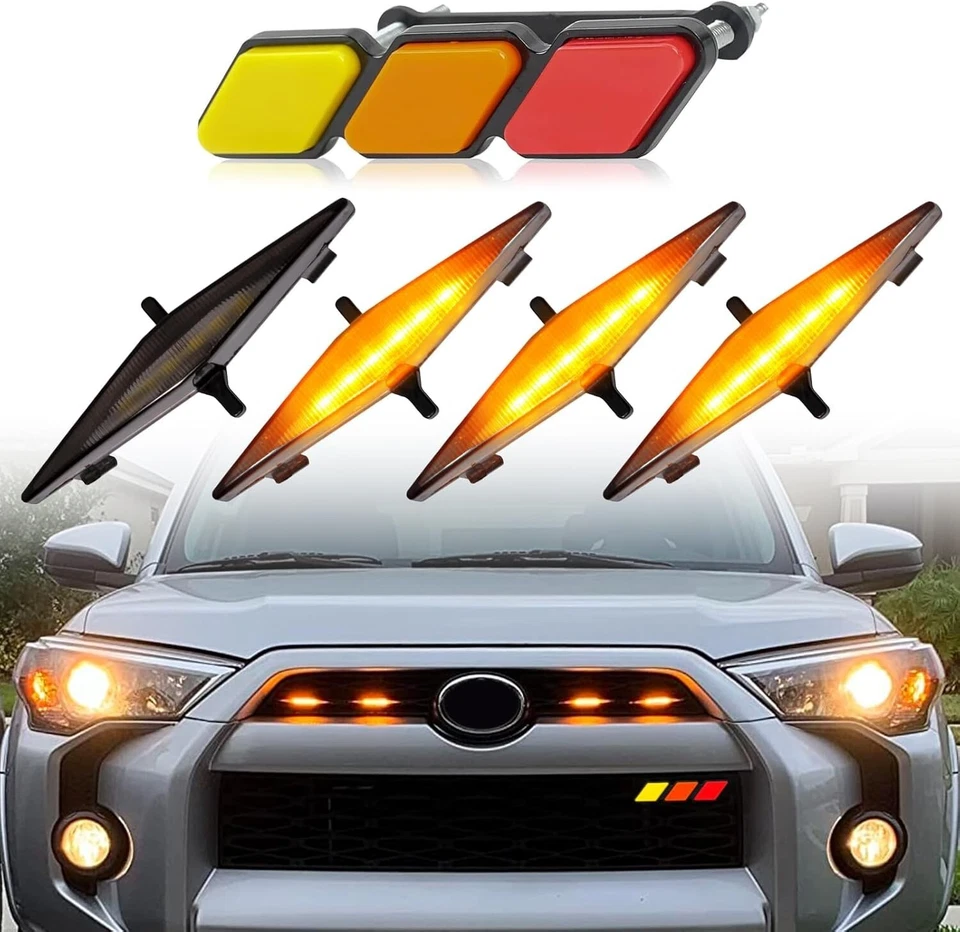 Желтые светодиодные решетчатые фары для 2014-2024 Toyota 4Runner TRD Pro SR5 Off-Road Limited - Изображение 1 из 4