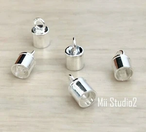 10 Stck. 4 mm Sterlingsilber 925 Lederband Endkappe Rohr mit Ring Endkappe T12s - Bild 1 von 2