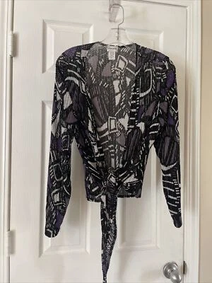 Chicos  women Pretty Shade Purple black tie Front Gorgeous Cardigan Sz 1 - Image 1 of 3