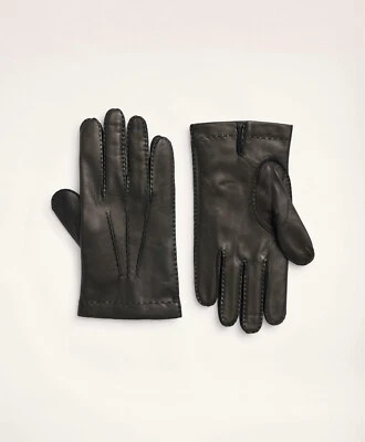 Guantes de piel de cordero Brooks Brothers forro de cachemir negros ITALIA para hombre pequeños $198 nuevos con etiquetas Foto 1 de 3