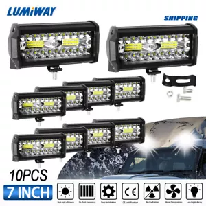 10PCS 7inch 600W LED Work Light Bar Spot Flood Off Road Truck Reverse Fog Lights - Picture 1 of 10
