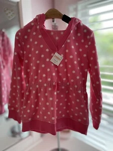 NWT GYMBOREE Girls Fleece Hoodie - Pink With White Dots - Size 5-6 - Picture 1 of 2