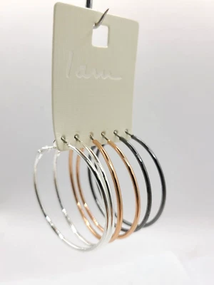 Juego de pendientes de aro I Am Jewelry & Accessories plata oro rosa negro 48 mm Foto 1 de 4