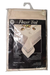Sunweave Linen Corp Fine Tablecloth & 6 Napkins OVAL 68x86 Flower Trail No. 3261 - Picture 1 of 9