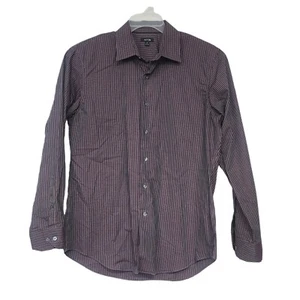 Apt 9 Mens Dress Shirt Size Medium Maroon Check 100% Cotton Long Sleeve Buttons - Picture 1 of 6