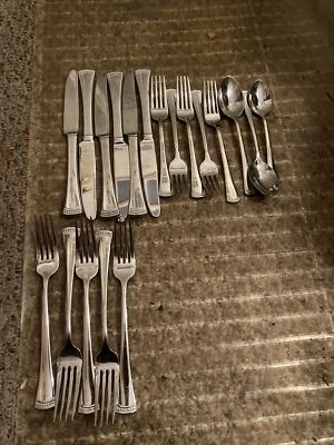 19pc Set Lenox PORTOLA Stainless Steel Flatware 18/10 Dot Band - Image 1 of 4