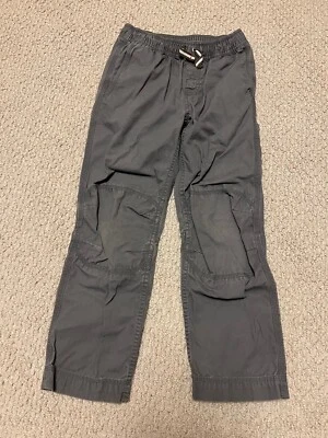EUC Hanna Andersson 130 8 US Boys Cotton Pants Reinforced Knee Grey Pull On - Image 1 of 3