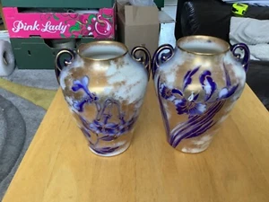 Antique Doulton Burslem A3563 Stunning Pair Of Small Handled Vases 1886-1891 - Picture 1 of 12