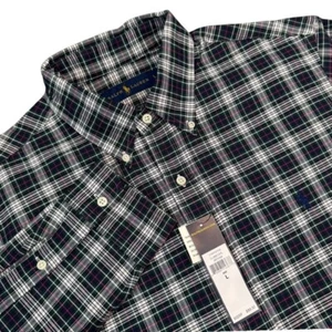 Neu mit Etikett Ralph Lauren Herren L schwarz blau rot kariertes Hemd Pony Logo Langarm adrett - Bild 1 von 11