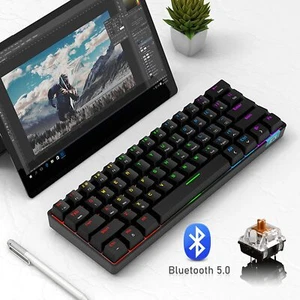 Wireless 60% Mechanical Gaming Keyboard Ultra-Compact Bluetooth Keyboard US - Picture 1 of 14