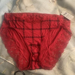 Soma 570292333 EMBRACEABLE SIGNATURE LACE HIPSTER SERENITY PLAID M RED BLK XL - Picture 1 of 8