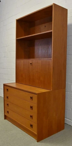Mid Century Modern Teak Desk Bookcase Hammel Mobile Fabrik Cover