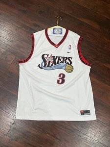 VTG Reebok ALLEN IVERSON White SIXERS Philadelphia 76ers Mens 3XL 3X NBA JERSEY - Picture 1 of 5