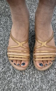 Crocs size 4 brown straps wedges women summer sandals/ flipflop open toes - Picture 1 of 6