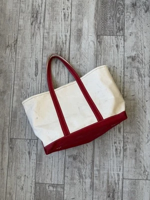 Vintage 1980s/90s LL Bean Boat And Tote Canvas Bag Red & White - Large Size - Image 1 of 4