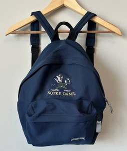 Vintage Jansport Notre Dame Day Mini Backpack Bag Navy Green Fighting Irish Rare - Picture 1 of 14