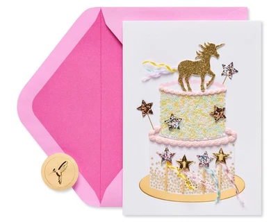 Papyrus Fantastical Birthday Card with Unicorn Cake Premium Greeting Card 7x5 - Image 1 of 4