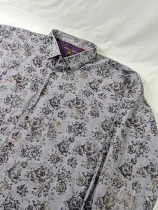 Visconti schwarzes Button Down Hemd 3XLT blau Paisley lavendel lila langarm - Bild 1 von 7